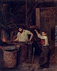 Francois Bonvin Canvas Paintings - The Blacksmith's Shop